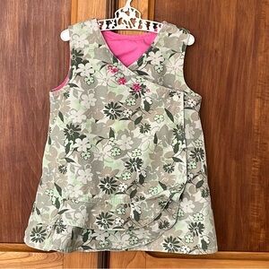 Vintage y2k Faded Glory Girls Floral Camo Print Wrap Dress Pink Embroidery 24M